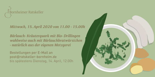 Bärlauch-Kräuterquark mit Bio-Drillingen und Würstchen