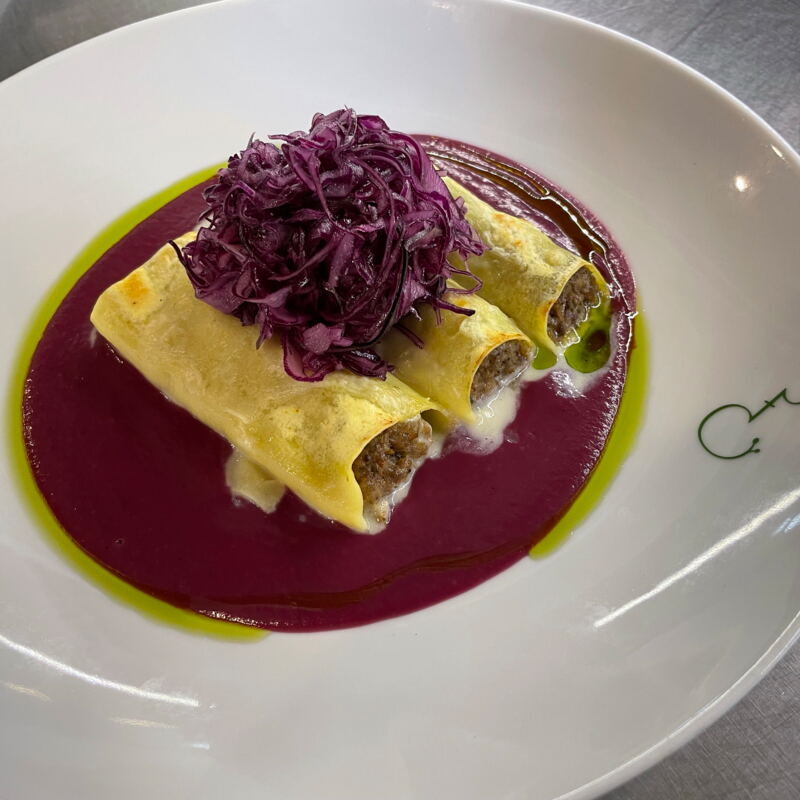 Cannelloni von Rockenberger Ente mit Bio-Rotkohl